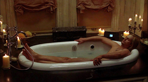 Johnny Depp totally naked in a bathtub